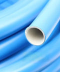 Premium 1/2 Inch X 50 Foot Compressed Air Tubing Designed For Garages, blue hose showing inner wall detail for reduced friction.