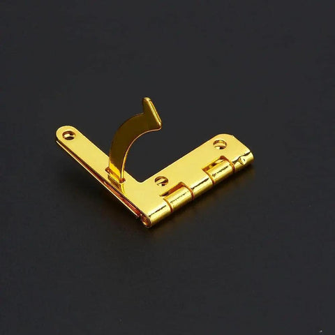 Rock Sturdy Cabinet Hinges 5 Pack Antique Brass 90 Degree Spring Assist Pivot Clamps, showcasing a shiny golden pivot hinge.