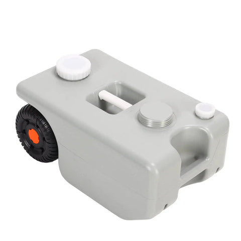 25L Portable RV Waste Tote Tank Made From HDPE with wheels and large cap, gray color, for boat camping travel trailer use