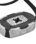 12-inch electric trailer brake magnet kit, front view, metal housing with black top and braided cable