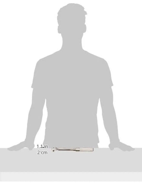 Micro-Adjustable Torque Wrench 30-200 In-Lb Range, Three Eighths Inch Drive, shown with size comparison to silhouette of person