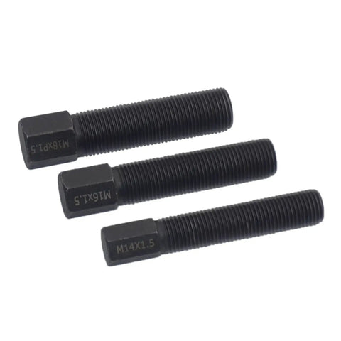 Three single-ended pullers M14x1.5, M16x1.5, M18x1.5 from Flywheel Puller Kit For Small Engines, 10 Piece Set, 14mm To 28mm Pullers For Motorcycle, Dirt Bike, ATV.