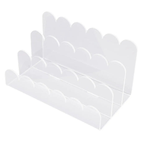 Acrylic Mail Sorter 3 Slot Desktop Letter Holder Clear Document Tray With Wavy Design on white background