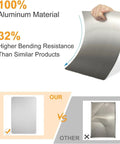 Hand holding aluminum sheet, showing higher bending resistance. Our product vs other, highlighting strength and durability.