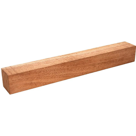 African mahogany wood turning blank block, 1-1/2 x 1-1/2 x 12 in, kiln-dried hardwood