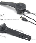 Wireless Media Button Remote Control Kit for Phone with IP67 Waterproof USB charging cable and strap shown