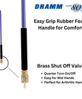 ColorMark Soft Rain Watering Spray Wand 30 Inch gold with brass shutoff valve and foam grip, easy-grip handle detail