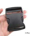 Close-up of 2 Inch Quick Release Side Buckle from 6 Pack for Nylon Webbing Straps Durable Plastic Clips for Backpacks and Gear