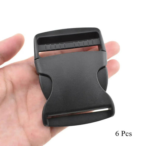 Close-up of 2 Inch Quick Release Side Buckle from 6 Pack for Nylon Webbing Straps Durable Plastic Clips for Backpacks and Gear