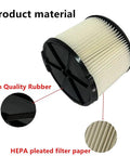 1 Pack Replacement Cartridge Filter Compatible With 3 To 4.5 Gallon Wet Dry Shop Vacuums, pleated HEPA filter with rubber ends