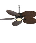 Daklpiw 52" Retro Fan Lamp Tropical Ceiling Fan with Light and Remote featuring palm leaf blades and integrated light.