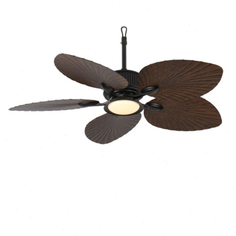 Daklpiw 52" Retro Fan Lamp Tropical Ceiling Fan with Light and Remote featuring palm leaf blades and integrated light.