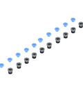 10 Piece Pneumatic Valve Connector Heads For Extruder 3D Printer Accessories PTFE ECAS04 with blue caps displayed in a row