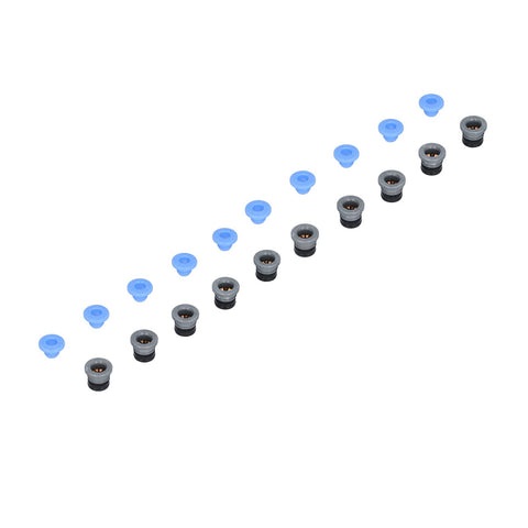 10 Piece Pneumatic Valve Connector Heads For Extruder 3D Printer Accessories PTFE ECAS04 with blue caps displayed in a row