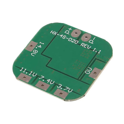 Heavy Duty 4S 20A 14.8V Lithium Ion 18650 Battery Management System Board top view with connections.