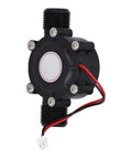 Close-up of a Three Piece Hydroelectric Water Flow Generator Kit, 12V Mini Turbine Power Generator with wires and connectors.