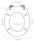 Two Pack Heavy Duty Wood Toilet Seats Featuring Hella Smooth Soft Close Lids And Zero Slam Design In Slick Dark Brown Finish with dimensions.