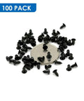 Sweet Little Flathead Phillips Wood Screws With Antiqued Black Finish For No Sweat Assembly On Lumber Garden Gear And Diy Crafts Comes Ready With One Hundred Pieces, scattered around a quarter.