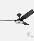 Modern Indoor Outdoor Smart Ceiling Fan 56 Inch Black With Remote, Alexa Google Home Siri Compatible, 10 Speed DC Motor, 3 Blades