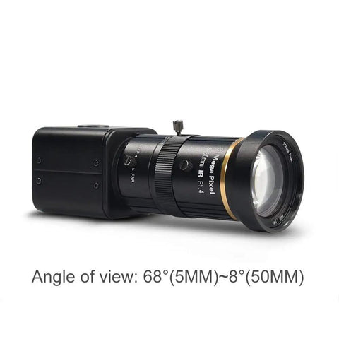 SDI Camera 2MP 1080P HD Security Camera with 5-50mm Varifocal Lens, CMOS Sensor, side view, angle of view details.