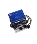 Blue aluminum 4 In 1 Parallel Power Hub for Phantom 3 Drone Battery Charger, US plug and cables visible