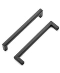 Square Bar Cabinet Handles Black Matte Drawer Pulls, 5 Inch Center To Center, Slim Five And Three Eighths Inch Length, Pack Of 45