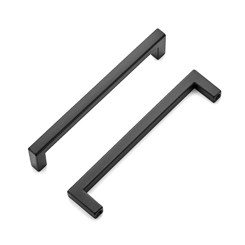Square Bar Cabinet Handles Black Matte Drawer Pulls, 5 Inch Center To Center, Slim Five And Three Eighths Inch Length, Pack Of 45