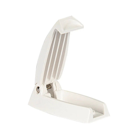 Heavy Duty ABS Square Baggage Door Catch With Spring Hinge Ensures Secure Clamp For Trailers And Campers Prevents Lids From Flopping Shut Tight Without Falling Off Super Tough Impact Resistant Gear in white.