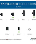 Dope Modern 5 Inch Outdoor Up And Down Wall Lantern In Black Finish Cylinder Collection product lineup with dimensions