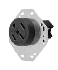 Hella Tough Octagon Electrical Outlet Four Prong Power Receptacle With Heavy Duty Steel Housing And Built In Overcurrent Shield For Rv Conversions And Campground Hookups, showing a black outlet with metal housing.