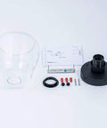 Industrial Black Semi Flush Mount Ceiling Light with clear glass shade and installation parts displayed on a white background