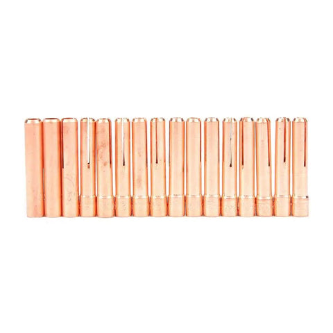 Copper collets from Tig Welding Consumables Kit With Gas Lens Cups Collets And Bodies For WP 9 20 25 Torches 53 Pcs Assorted Nozzles