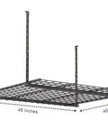 Go-To Overhead Garage Storage System Wall Shelves Bundle 2-Pack For Ceiling Storage With 30+ Cu Ft Capacity, black steel shelf