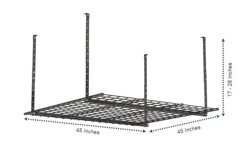 Go-To Overhead Garage Storage System Wall Shelves Bundle 2-Pack For Ceiling Storage With 30+ Cu Ft Capacity, black steel shelf