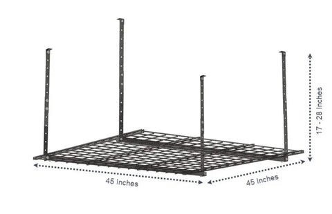 Hard As Nails Overhead Steel Garage Storage Ceiling Rack 45X45 Inch Black Hammertone Finish No Sweat Design Saves Floor Space For Totes Coolers And Travel Gear