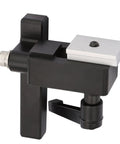 Heavy Duty Woodwork T Slot Miter Chute Limiter With Quick Handle For Standard TTrack DIY Manual Tool, compact black steel design.