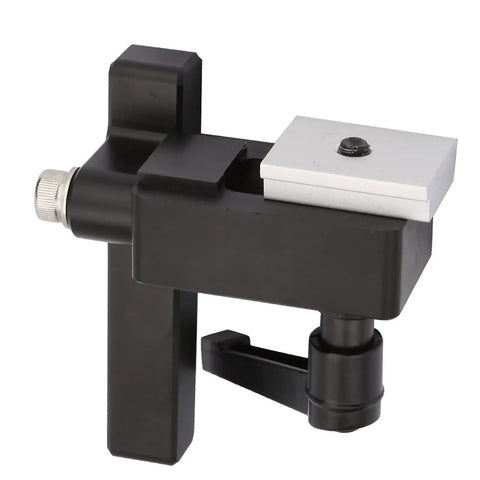 Heavy Duty Woodwork T Slot Miter Chute Limiter With Quick Handle For Standard TTrack DIY Manual Tool, compact black steel design.