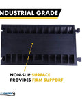Heavy Duty Cable Protector Ramp 5 Channel 36 Inch Long Black And Yellow Rubber Wire Protector Cord Cover 36000 Lbs Capacity