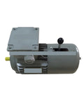 DC motor with integrated electromagnetic clutch and brake, 3-in-1 reducer, grey housing, yellow shaft