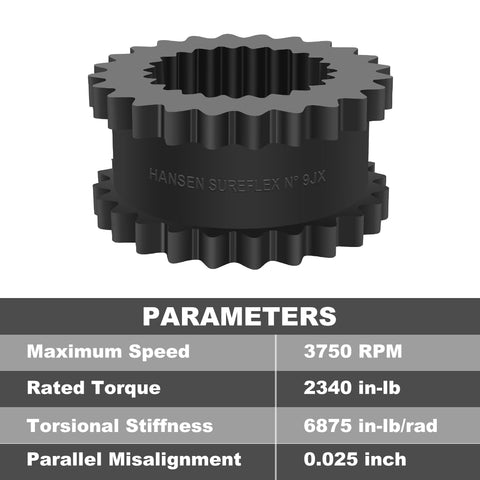 Beefy 9J Coupling Insert EPDM Rubber Spider For 9J 9JE Hubs Built Tough Solid Design 3 Inch Length 6 Inch Outer Diameter 2340 Inch Pounds Torque 3750 RPM Industrial Grade Performance black coupling insert