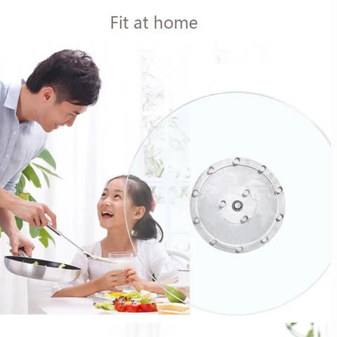 Family using Dope Tempered Glass Turntable Kitchen Lazy Susan 20 Inch 30 Inch 40 Inch Large Swivel Round Rotating Tray For Dining Table