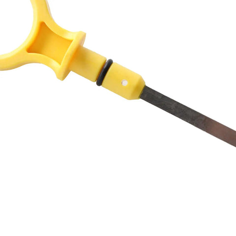 Yellow plastic handle and stainless steel core of Engine Oil Level Dipstick Replacement For Ford 2.0L EcoBoost 2013-2020