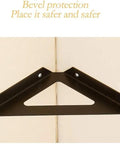 Heavy Duty Corner Brackets For Wall Mounted Shelves 90 Degree Steel L Braces 2 Pack in black installed on wall corner.