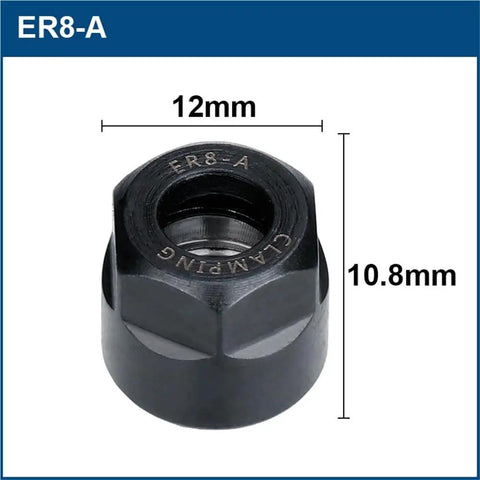 Precision ER Collet Nut Kit For CNC Lathe And Milling Machine, ER8-A collet nut, 12mm x 10.8mm, durable steel construction