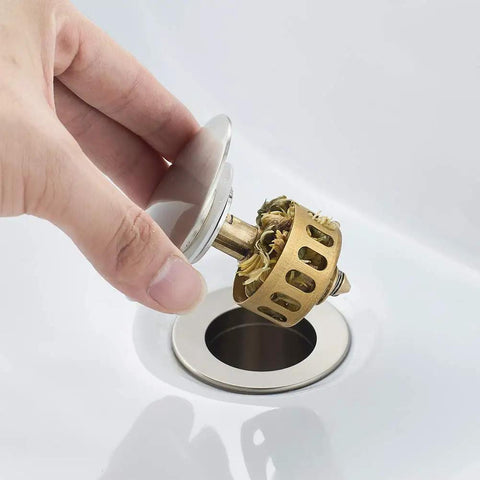 Built Tough Pop Up Drain Stopper For Vessel Sinks Without Overflow Slick Brushed Nickel Finish Foolproof Install Heavy Duty Brass Plumbing Piece For Chic Bathroom Vanity Sets