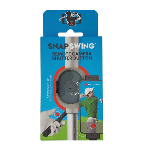 Packaging of Hands Free Golf Swing Recorder That Instantly Captures Every Swing From Your Grip And Is a Game Changer with Bluetooth remote.