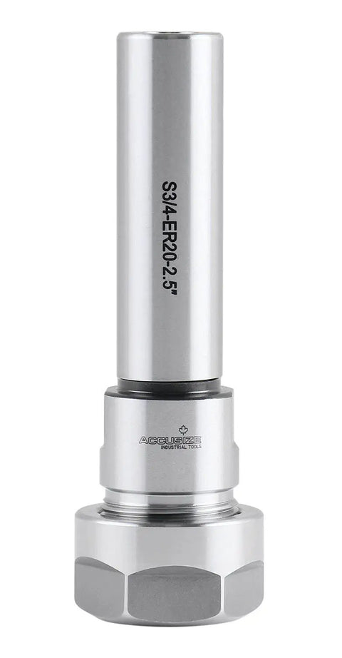 ER20 Collet Chuck Extension Rod For Milling And Drilling With Three Quarter Inch Straight Shank, 3.93 Inch Overall Length, made of alloy steel