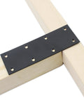 4 Pack Flat Straight Beefy Brace Brackets In Black Stainless Steel Heavy Duty Mending Bracket Plate installed on wood