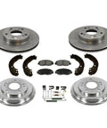 Heavy Duty Front And Rear Brake Kit For Honda Civic 2006 To 2011 Featuring Premium Ceramic Pads, Rotors, Drums, Shoes, And Springs That Look Sick And Stop Hard. front rear brake kit with rotors, drums, shoes, pads, and springs