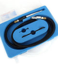 Real Deal Air Scribe Engraving Pen With Pneumatic Pencil Design For Etching Metal Wood Glass Or Plastic Includes Hella Durable Alloy Steel Stylus Tip in blue storage case with air hose.